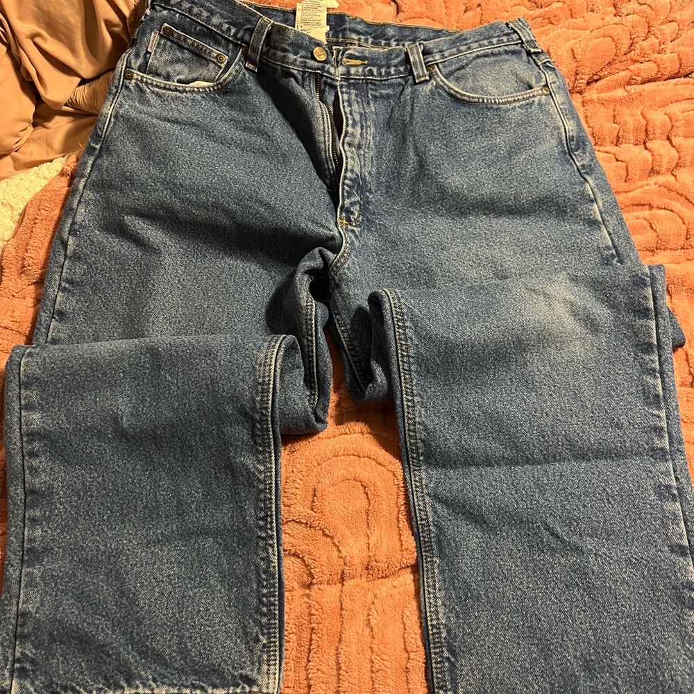 Carhartt Men's Relaxed Fit Blue Jeans Flannel Lined